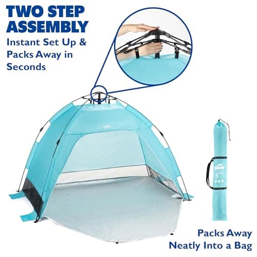 Yello Beach Dome Shelter, Easy Set Up, 1-3 Person Pop Up Beach Shelter Tent — view 5