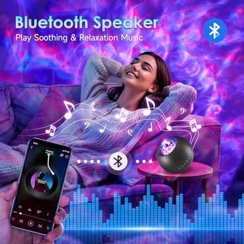Galaxy Projector 20 Lighting Modes Star Projector, HiFi Bluetooth Speaker Galaxy Projector Light, 15White Noise Sensory Lights, Remote & Timer Galaxy Light Projector for Bedroom Gifts for Room Decor — view 5