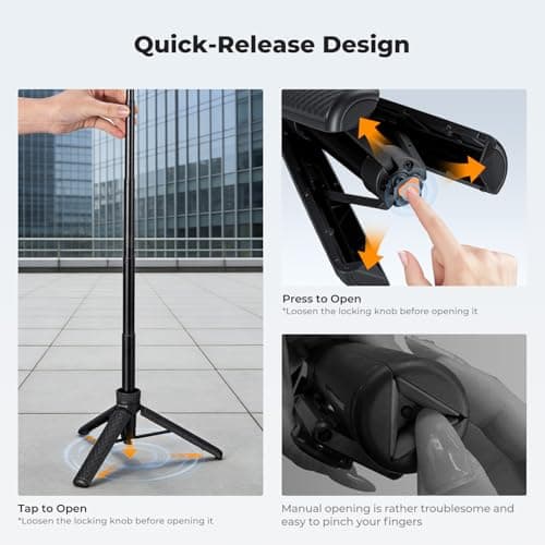 K&F CONCEPT 25.6"/65cm Auto-Pop Open Tripod, Mini Selfie Stick for Phone — view 2