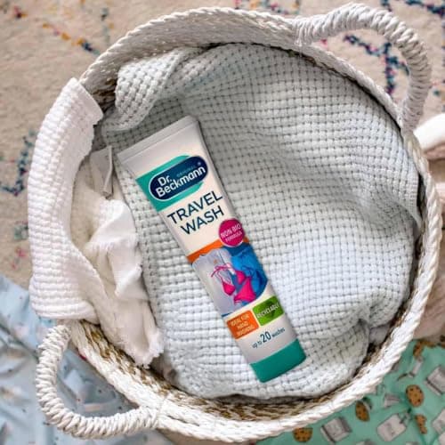 Travel Wash 100ml Non Bio Laundry for Hand Washing Clothes On The Go Up to 20 Washes Gentle Formula for Travel Holidays Camping Business Trips and Emergency Laundry Care — view 6