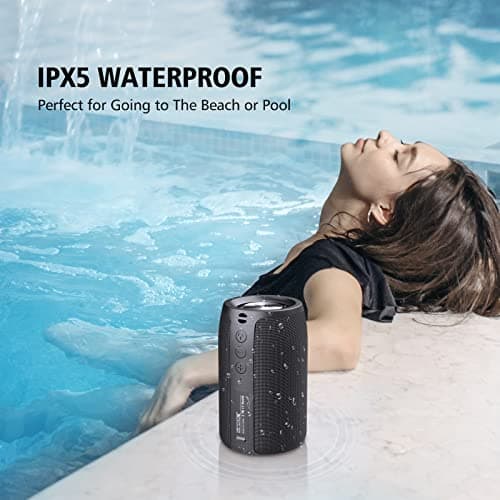 Zealot Portable Bluetooth Speaker with Subwoofer, Wireless IPX5 Waterproof for Outdoor, 10W Louder Volume, Longer Playtime, Bluetooth 5.0, Dual Pairing, Mini Audio for Party Beach Camping, Black — view 2