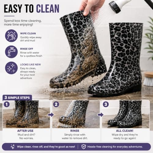 A2Z Ladies Waterproof PVC Rain Boots Stylish Mid Calf Slip On Wellies — view 4