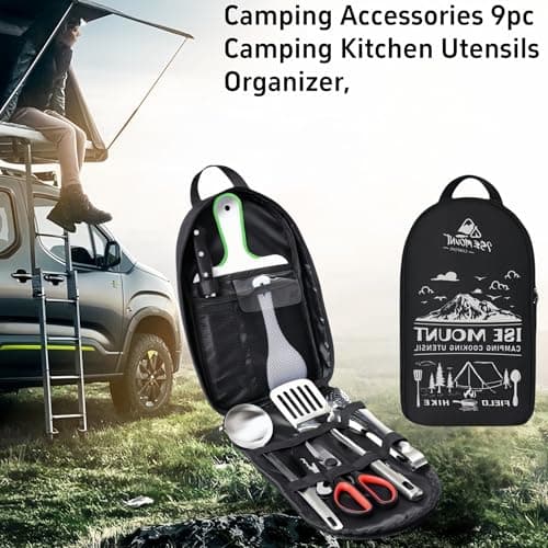 9-Piece Camping Kitchen Set with Multifunctional Cutlery Organizer, Storage Bag, and Gift for Men — view 6