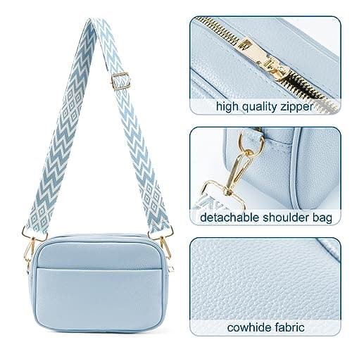 TIAASTAP Crossbody Bags for Women - Leather Handbags & Shoulder Bags Ladies Camera Cross Body Bag with Adjustable Wide Strap and Chain for Travel Shopping Work (Blue) — view 4