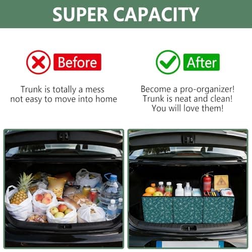 Grckit Car Trunk Organizer Teal Hibiscus Heavy Duty Collapsible Storage Tote Bag with Reinforced Handles for Shopping Travel Picnic — view 4