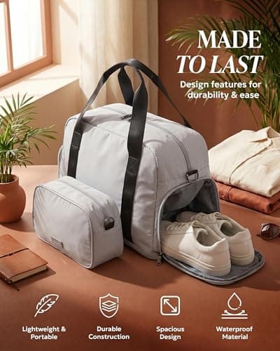 LUGG Duffle & Toiletry Bag Set – Waterproof Travel Bags for Men & Women – Lightweight, Durable 230D Twill Fabric – Fits EasyJet Cabin Size – Expandable Design – Stylish & Spacious Storage- Silver — view 4
