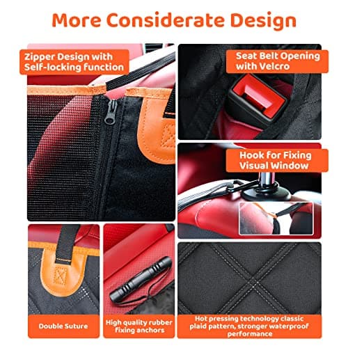 KYG Dog Car Hammock Seat Cover with Visual Window 135x148cm Black Orange — view 3