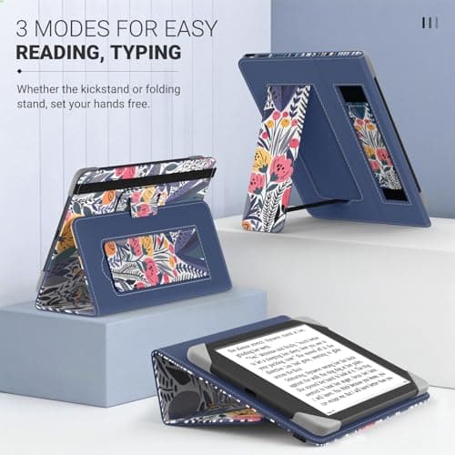 MoKo Universal Case for 6 inch kindle eReaders and Tablets,Blue Leaf Flower — view 5