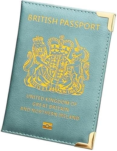 ORCHIDS British Passport Wallet PU Leather Passport Holder Cover for Men and Women (Light Blue) — view 2