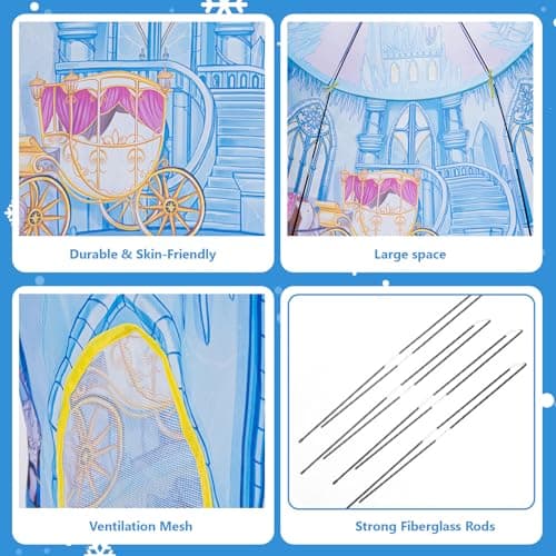 ROIWUIE Princess Play Tent for Girls, Pop Up Ice Castle Tent for Kids, Foldable Blue Play Tent for Indoor Outdoor Use for Toddlers Birthday Gift — view 3