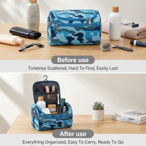 3-Piece Boys Wash Bag Set, Complete One Big Toiletry Bag Men and Two Small Wash Bags for Travel and Sports, with Handle and Zipper for School, Gym or Holidays — view 4