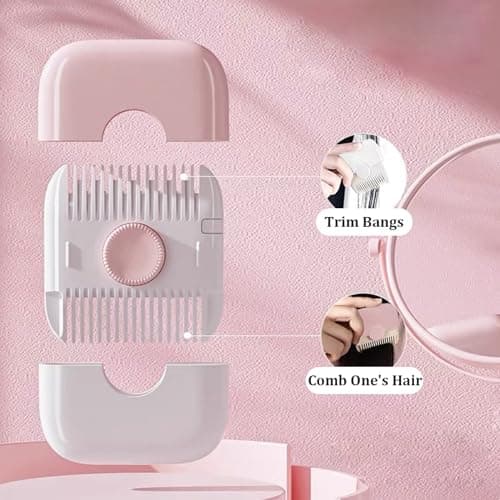Split Ends Hair Trimmer for Women 2 in 1 Mini Portable Cute Hair Brush Detachable Dustproof Knob Adjustable Stainless Steel Slicer Hair Clipper, Type 1, Split Ends Hair Trimmer — view 2