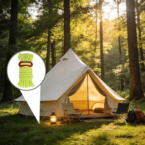 Nylon Rope, Tent Guy Ropes, 8 Fluorescent Green Guy Lines for Camping, 400 cm Length and 0.4 cm Diameter Nylon Cord — view 5