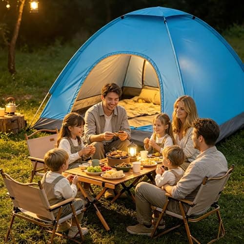 Pop Up Tent for 2 Person, Instant Camping Tent with Carry Bag, Lightweight Foldable Dome Tent, Portable Outdoor Shelter for Camping, Hiking, Fishing, Festival & Beach, Blue, 187 x 196 x 133 cm — view 5