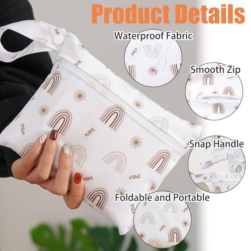 GIEEU 3 Pcs Wet Bag, Reusable Nappy Bags,Waterproof Wet Dry Bag,Diaper Cloth Bags with Zipper for Baby Travel Beach Camping Gym Swimming — view 2