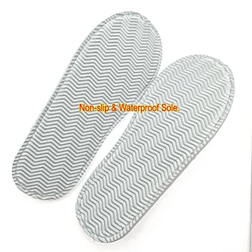 JZK 2 Pairs Large Men Disposable Slippers - White, Unisex, Washable Velvet Closed Toe Slippers for Spa, Holiday — view 6
