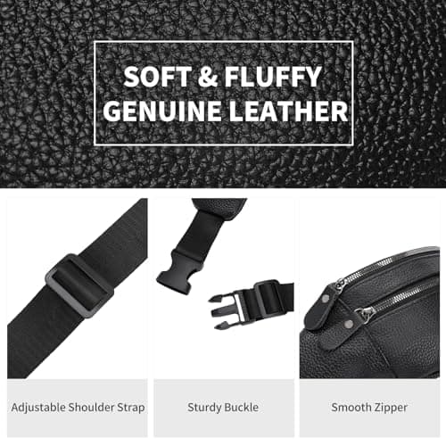GAEKEAO Bum Bag Fanny Pack for Women Men Genuine Leather Waist Bags for Running Sport Hiking Travel — view 4