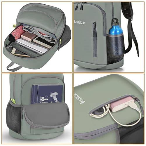 Bekahizar 20L Ultra Lightweight Backpack Foldable Hiking Daypack Rucksack Water Resistant Travel Day Bag for Men Women Kids Outdoor Camping Mountaineering Walking Cycling Climbing (Grey Green) — view 4
