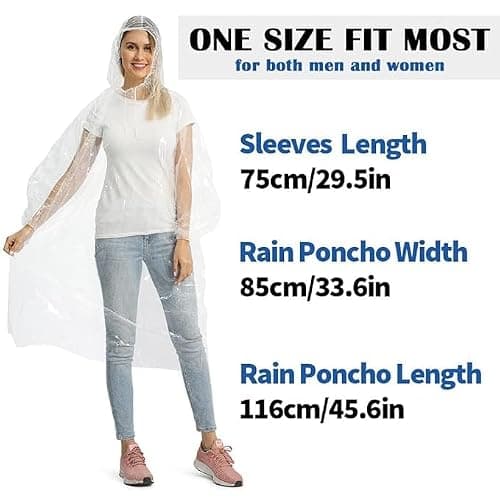 Opret Disposable Rain Ponchos 5 Pack, Emergency Raincoats, Waterproof — view 3