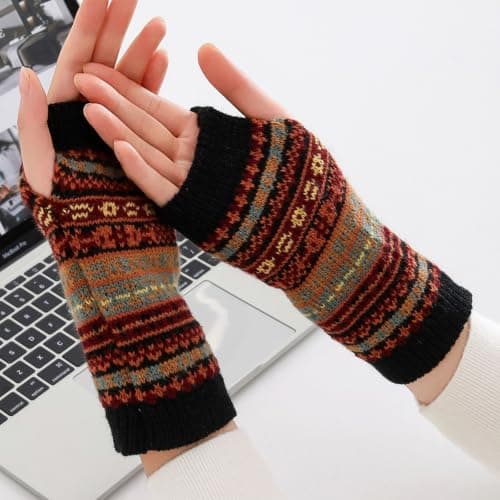 Qusinfc Typing Gloves for Cool Weather Travel, Navy Blue — view 4