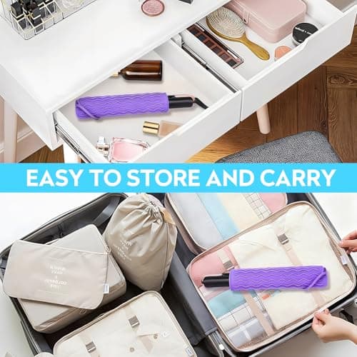 DOETYD Silicone Heat Resistant Mat for Hair Straighteners, Curling Irons, Flat Iron, Curling Tongs, Purple Non Slip Travel Mat Pad for Hot Hair Styling Tools, 23 cm x 17 cm — view 5