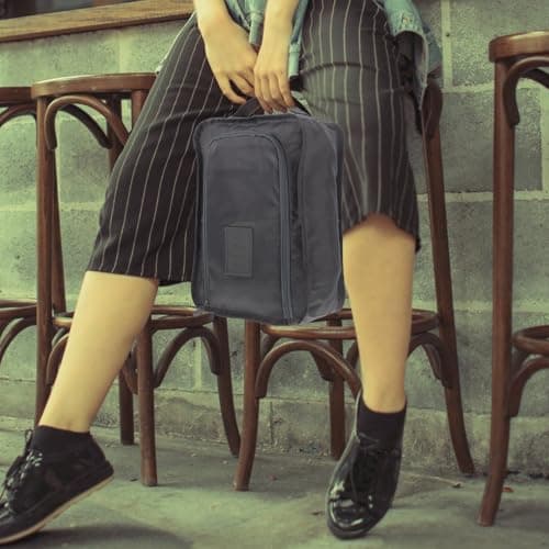 3 Pack Foldable Polyester Shoe Bags with Zippered Closure for Travel — view 6