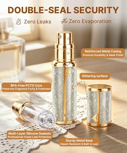 SVIFETEX PA06 5ml travel perfume atomisers refillable bottle, Glitter Gold — view 2