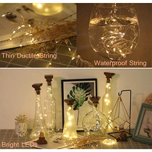 YUEHISY Solar Power Wine Bottle Cork String Light 20 LED Fairy String (9 — view 2