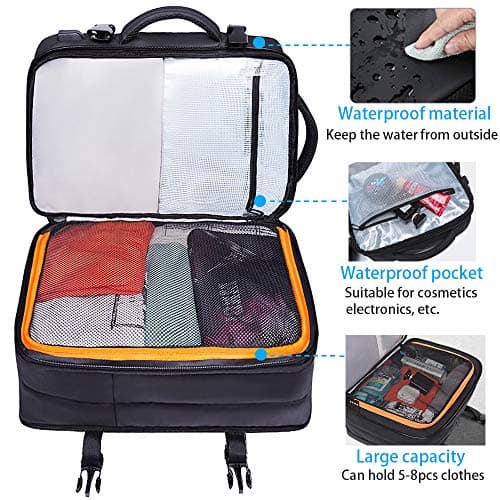 BANGE Travel Backpack,Flight Approved Carry On Backpack for Travel Bag, Water Resistant Durable 17-inch Laptop Backpacks,Large Business Weekender Luggage Backpack for Men women (blackL(with3cubes)) — view 3