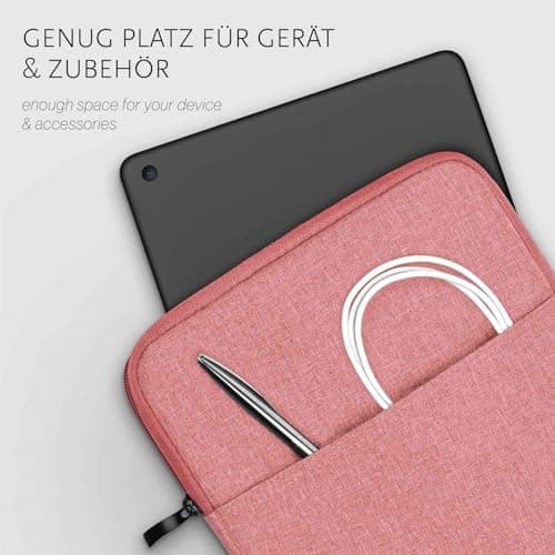 moex Tablet Case for Lenovo Yoga Tab (11.1, 2025), Bag with Zip and Compartment for Accessories, Nylon Fabric Sleeve, Soft Padded, Protective Case, Minimalist Dash Case, Pink — view 2