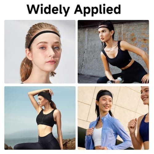 5cm Wide Black Headband & Elastic Non Slip Sport Headband for Women, 9 Pack — view 6