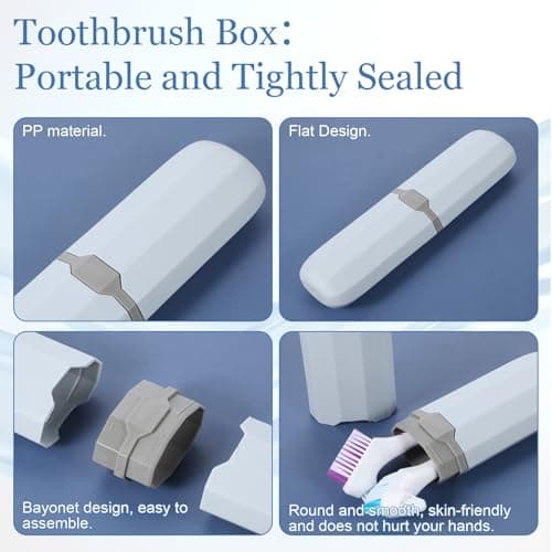 2 PCS Denture Brush, Retainer Brush Denture Toothbrush with Rubber Anti-Slip Handle, False Teeth Care with Carrying Case, Denture Brushes for Cleaning False Teeth Maintenance — view 3