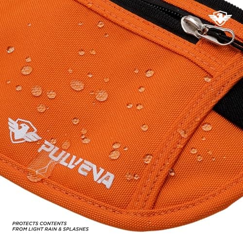 PulvenaHidden Money Belt For Travel Passport Wallet, Slim RFID Blocking Passport Holder For Travel Women And Men, Undercover Anti Theft Bag Waist Pouch Orange — view 4