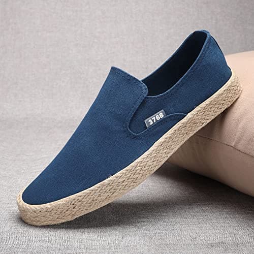 Mens Slip On Shoes Mens Casual Loafers Breathable Lightweight Linen Shoes Low Top Flat Walking Espadrilles Gym Training Sneakers Leisure Walking Sneaker Holiday Beach Footwear Blue — view 2