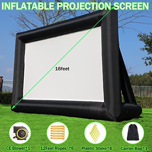 staelea 16ft Inflatable Movie Projector Screen, Indoor and Outdoor Projector Screen with Carry Bag for Front and Rear Projection — view 3