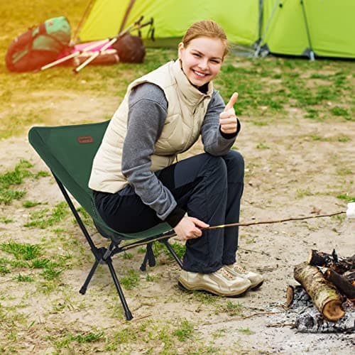 Rainberg Ultra Lightweight Camping Chair, Folding Chair, Camping Chairs for Adults, Foldable Garden Outdoor Picnic BBQ Chairs. (Pack of 2, Green) — view 2