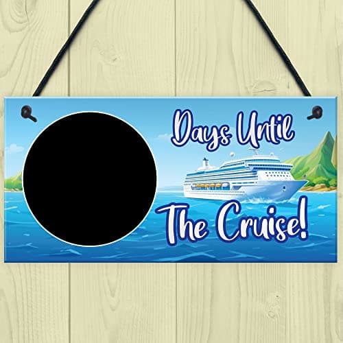 Red Ocean Countdown To Cruise Plaque - Hanging Holiday Countdown Signs - Travel Essential Gifts For Women - Retirement Gifts - Cruise Essentials - Holiday Accessories — view 2