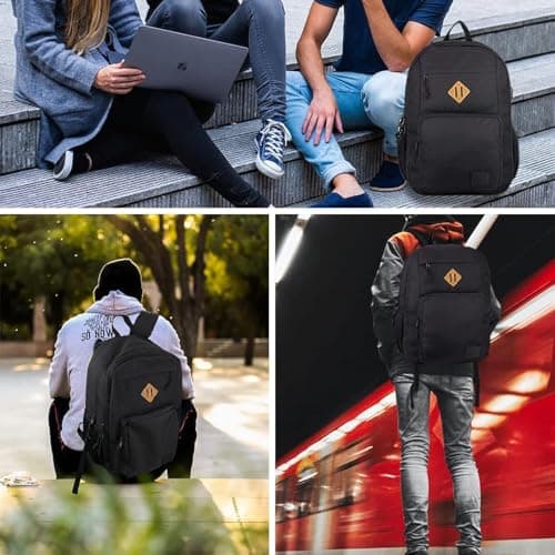 KEOFID Classic Travel backpack for Men and Women, Anti theft Laptop backpack with USB Charging Port for College, Business(Black) — view 3