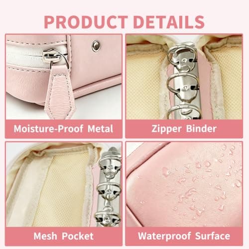 A8 Waterproof Pill Organiser Pouch Set with14 Color-Coded Bags Large Capacity Pill Pouches for Travel Reusable Medicine Pouch for Medication/Fish Oils/Vitamins 14 Day Travel Pill Box (Pink) — view 3