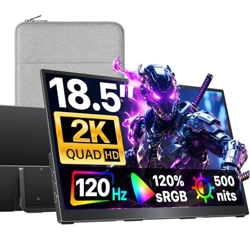 cocopar Portable Monitor 18.5 Inch 2K QHD 120Hz 120% sRGB Travel Monitor with Speaker HDMI USB-C Second Screen for Laptop MacBook Surface PC Xbox PS4/5, VESA Mountable, with Kickstand