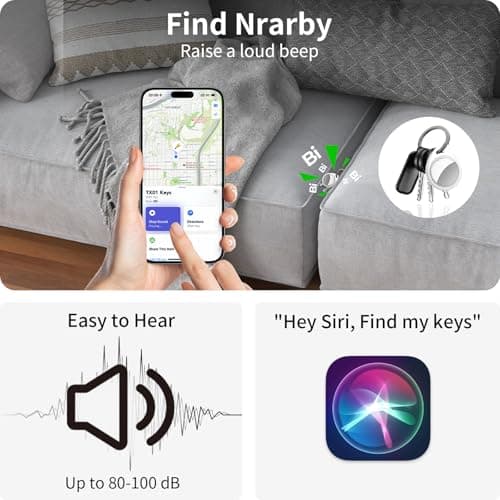QCOQ® Air Tracker Tags-4 Pack White, Smart Bluetooth Tags Compatible with Apple Find My (iOS Only), Item Locator with Keychain/Lanyard for Keys/Luggages/Wallets/Suitcases, Up to 100dB — view 3
