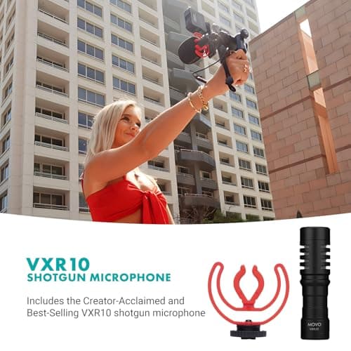 Movo iVlogger-PRO Vlogging Kit for iPhone/Android - YouTube Starter Kit for Content Creators - Accessories: Phone Tripod, Phone Mount, RGB Light and VXR10 Shotgun Mic — view 3