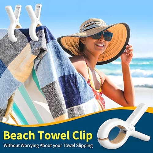 8 Pcs Beach Towel Clips,Towel Clips for Sun Loungers,Large Towel Clips,Sunbed Towel Clips,Strong Grip Clothes Pegs for Sun Lounger, Laundry, Sunbeds,Pool Chairs, for Beach, Pool,Garden — view 5
