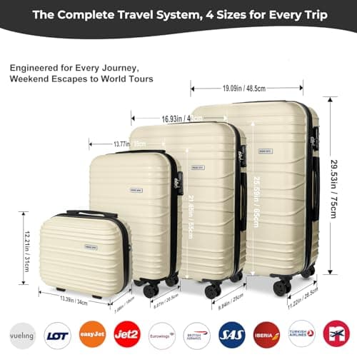 Luggage Depot Family Luggage Set, TSA Lock, Spinner Wheels, Cream Brown — view 2