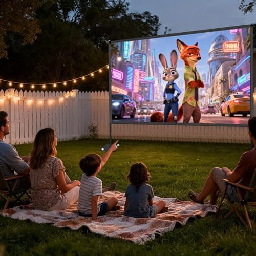 Outdoor Projector Screen with Stand, 120 inch Portable Projection kit 16:9 4K HD Wrinkle-Free Indoor Outdoor Movie Screen with Carry Bag for Home Theater and Backyard Movie Night — view 2