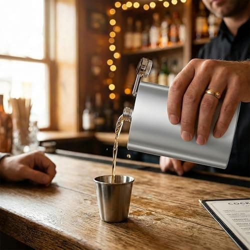 Stainless Steel Hip Flask 8oz Silver, Metal Flask for Whiskey Liquor, Small Pocket Flask with Funnel Cup, Mini Flask for Men Women Travel Camping Gifts 2 Pack — view 4