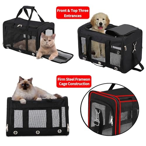 Dycietx Soft Sided Foldable Cat/Dog/Pet/Puppy Carrier Bag, Portable Pets Travel Carriers For Cats/Dogs With Shoulder Strap & Removable Mat, Durable Cat Basket of 17 lbs Airline Approved(Black, M) — view 6