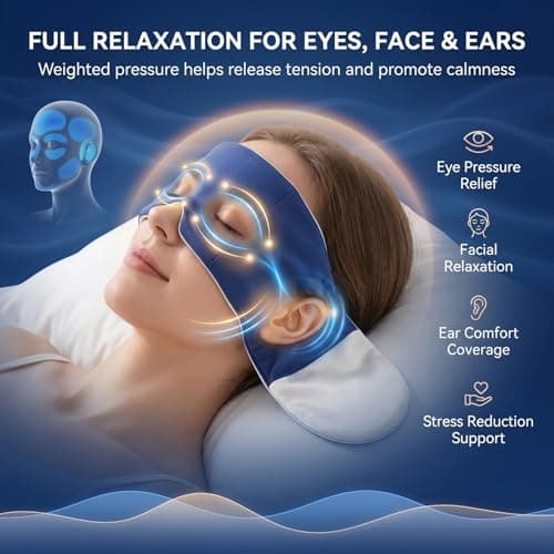 Weighted Eye Mask for Deep Sleep - 250g Gentle Pressure, 100% Blackout, Breathable Ice Silk Linen, Double-Sided Sleep Mask for Relaxation & Migraine Relief - Elegant Grey — view 3