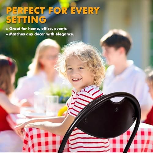 Meown Folding Chair Padded Paris Faux Leather, Black, Comfortable Space Saving Foldable Dining & Office Chairs, Durable Steel Frame with Soft Cushion Seat, Portable & Easy to Store, Max Weight 114 kg — view 6