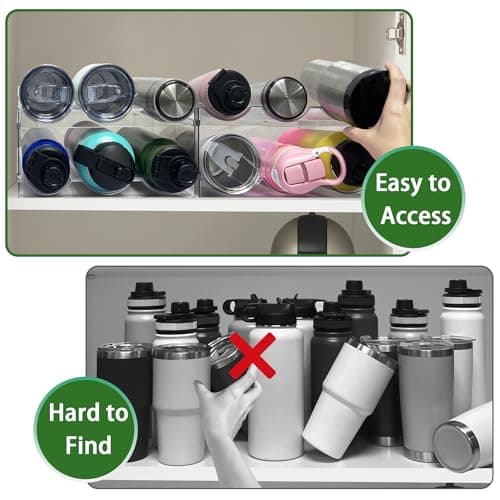 Spaclear Plastic Water Bottle Rack, 2 Shelves (6 Bottles), Modern, Transparent, Stackable, Tiered Shelf, 12" x 4" x 4", Indoor, Kitchen, Beverage Storage and Organization — view 5